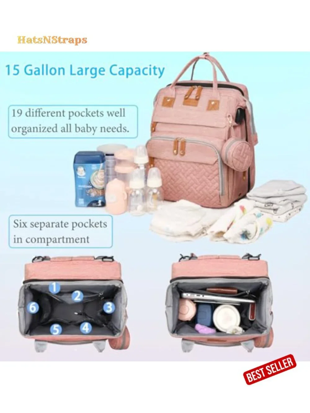 Large Capacity Diaper Bag Backpack with Changing Station, USB Charging,